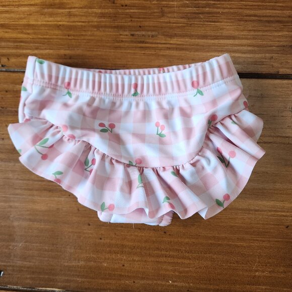 Baby Girl Cherry Print Plaid Bikini Swimsuit & Cap NWOT - Picture 9 of 14